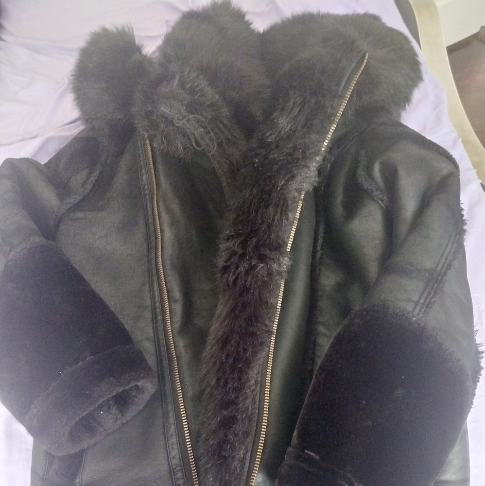 Jordan Craig Black Kids Jacket with Fur Trim